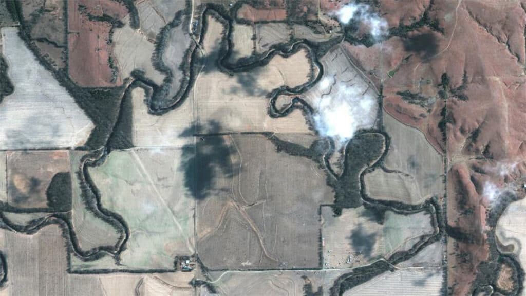 Satellite image of pipeline leak