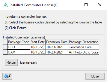 Image of Installed Commuter Licenses