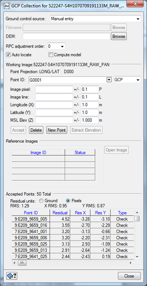 GCP Collection window for 52693431001240357022J_RAW_MS.pix
