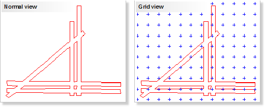 Viewing normally and with grid