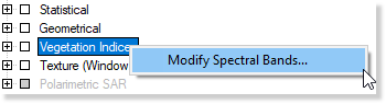 Modify Spectral Bands command available on right-click