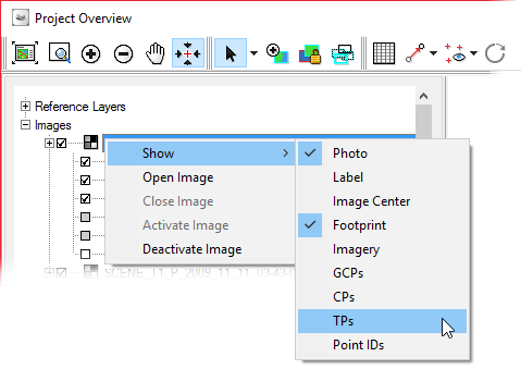 Project Overview window showing context menu