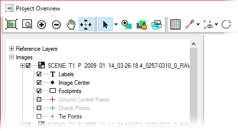 Project Overview window showing expanded image list