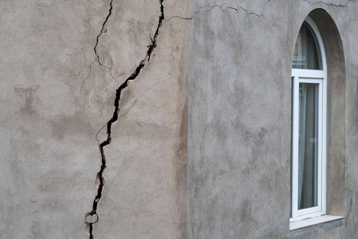 Image of cracked wall of house destroyed during strong earthquake in Tbilisi Georgia