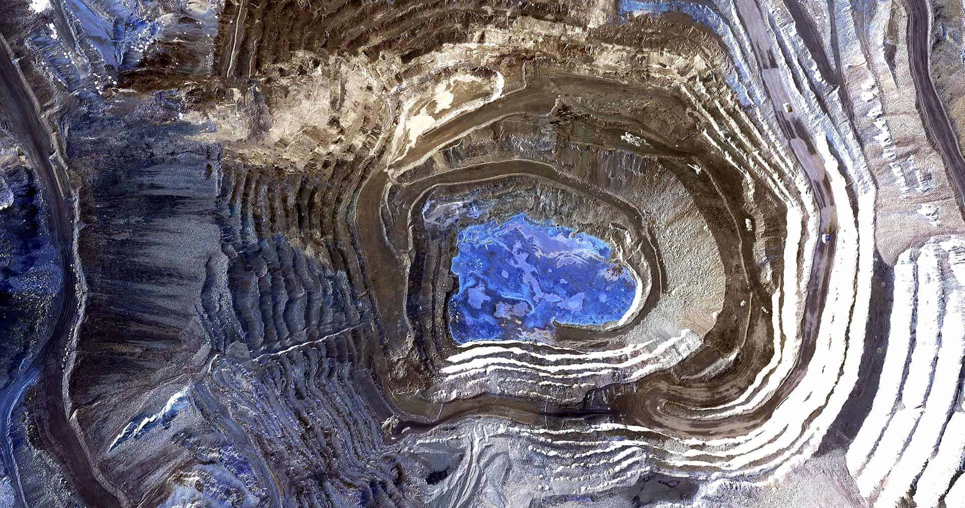 An image of a huge open cast mine taken from an earth observation satellite