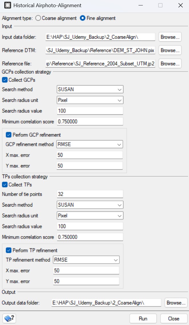 Fine Alignment Standard Historical Airphoto Processing (HAP) - CATALYST