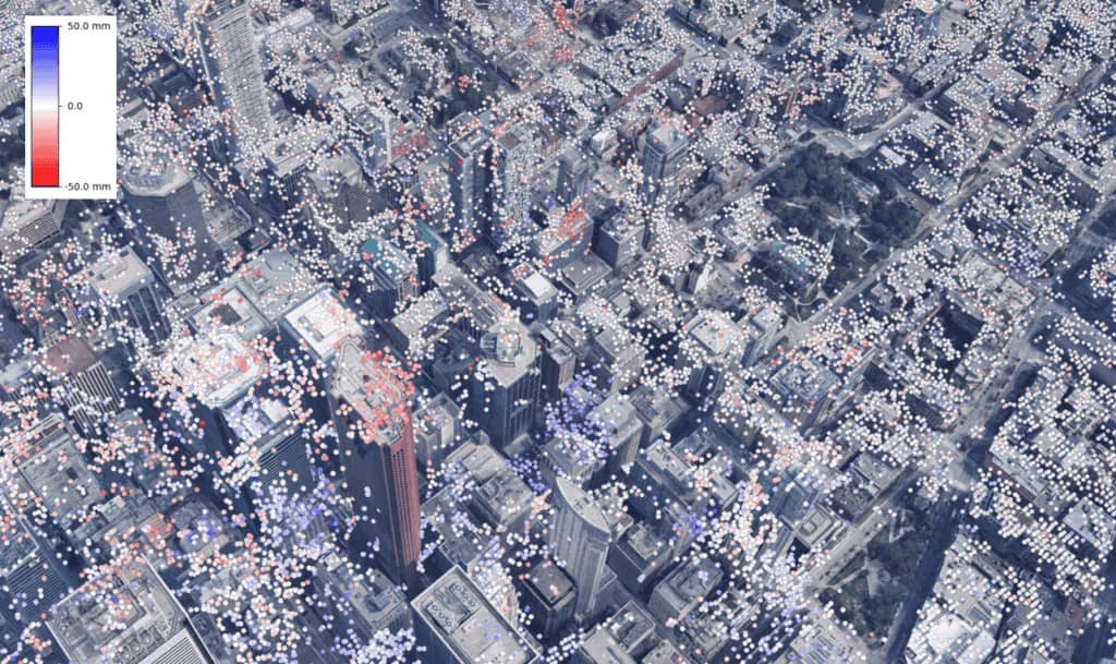 New construction within the Greater Toronto Area, with UrbanSAR displacement values derived from satellite imagery