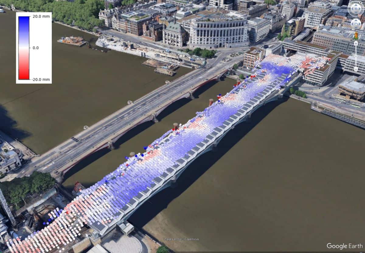 UrbanSAR structural lean and settlement pattern analysis across a built-up site