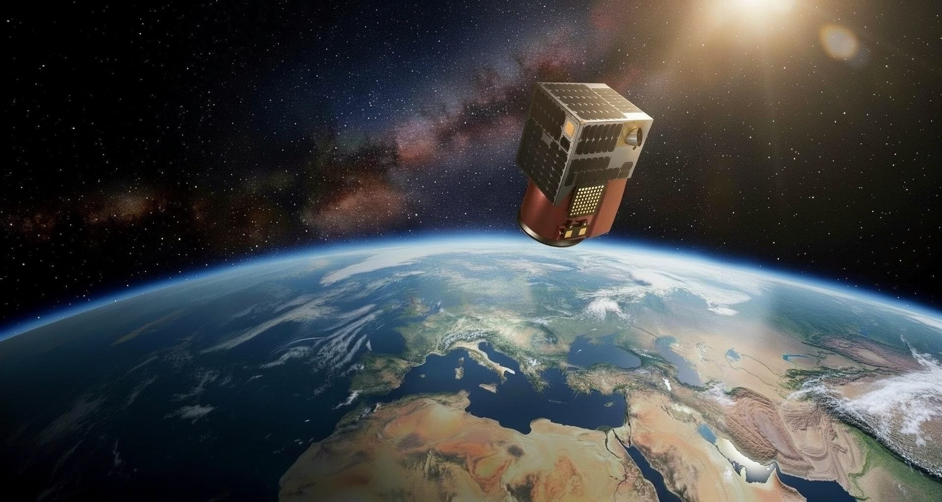 Earth observation satellite over Earth