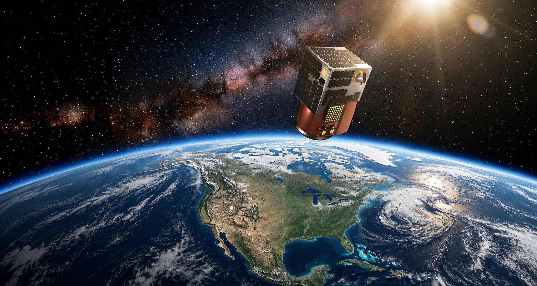 Satellite flying above North Africa